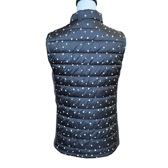 Weekends by Chico's Women’s Size S Vest Polka Dot Quilted Pockets Black White - Picture 7 of 11